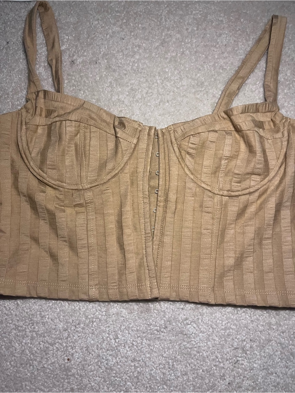 Jonathan Simkhai Beige Ribbed Bustier Camisole